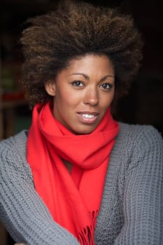 Portrait Of Beautiful Woman Wearing Scarf