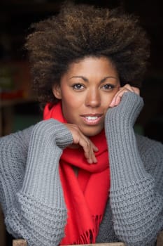Portrait Of Beautiful Woman Wearing Scarf