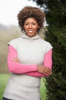 Portrait Of Beautiful Woman In Garden