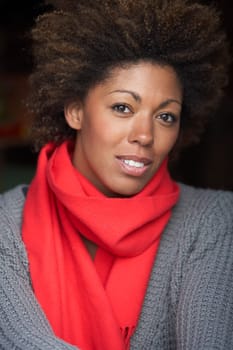 Portrait Of Beautiful Woman Wearing Scarf