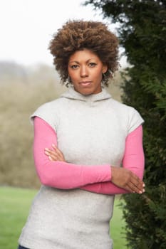 Portrait Of Beautiful Woman In Garden