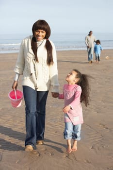 Black Family on a beach
