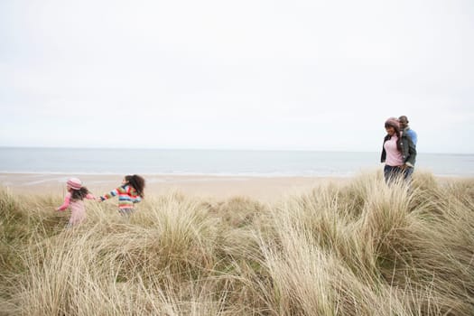 Black Family on a beach