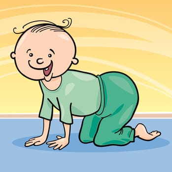 illustration of baby boy crawling on all fours