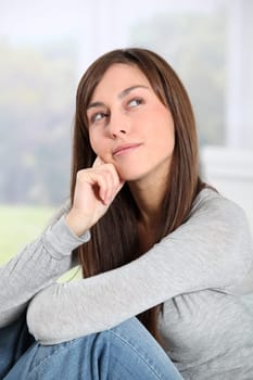 Closeup of woman with thoughtful look