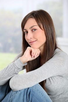 Closeup of woman with thoughtful look