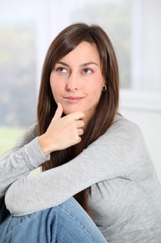 Closeup of woman with thoughtful look