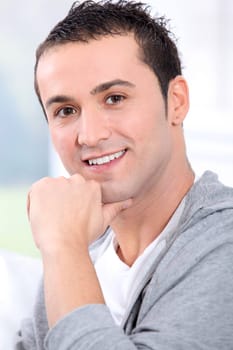 Closeup of smiling young man