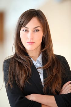 Closeup of beautiful young businesswoman
