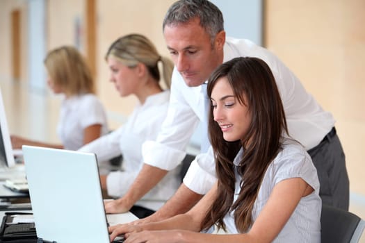 Business team working in the office on laptop computer