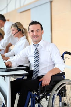 Office worker in wheelchair