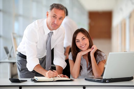 Manager and secretary working in the office
