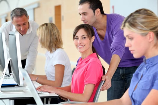 Group of people attending business training