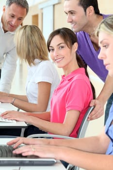 Group of people attending business training