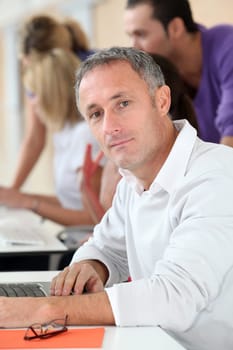 Adult man attending business training