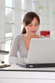 Closeup of beautiful woman working in the office