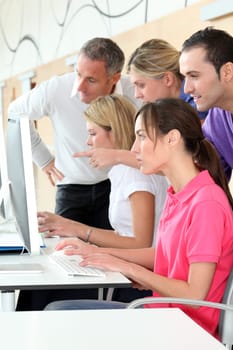 Group of people attending business training
