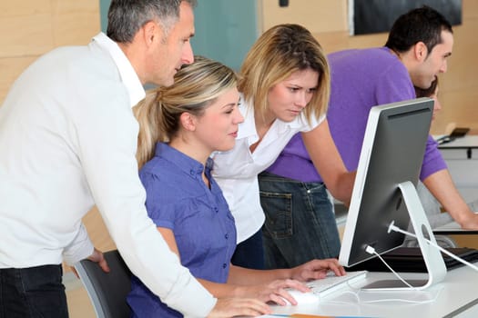 Office workers on business training