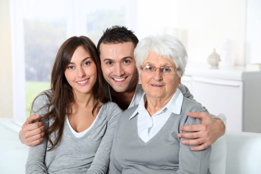 Portrait of grandmother with grandchildren
