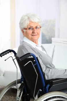 Elderly woman in wheelchair