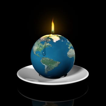 Illustration of the earth as a candle illustrating the finite properties of the earth resources