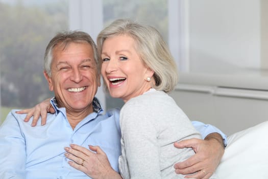 Closeup of happy senior couple