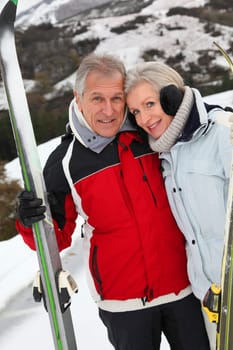 Senior couple at ski resort