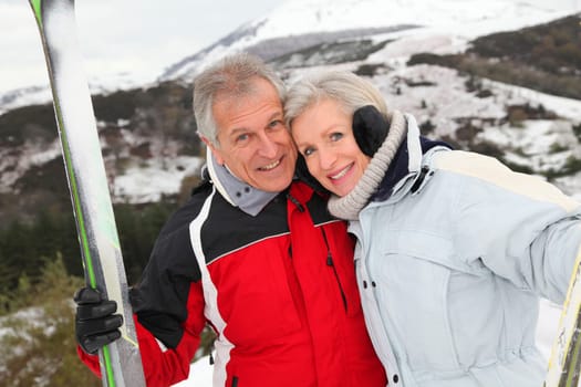 Senior couple at ski resort