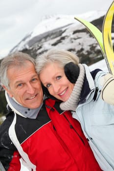 Senior couple at ski resort