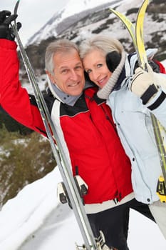 Senior couple at ski resort