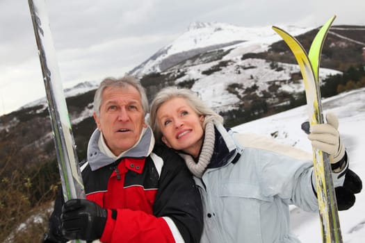 Senior couple at ski resort
