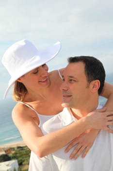 Portrait of young married couple