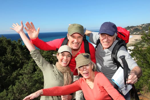Portrait of happy group of hikers