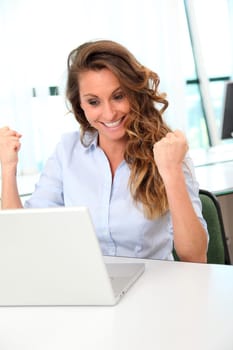 Portrait of happy successful businesswoman