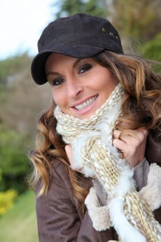 Portrait of beautiful woman with baseball cap