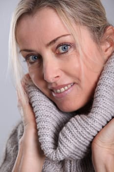 Beautiful woman wearing turtleneck sweater