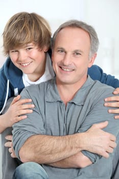 Portait of smiling father and son