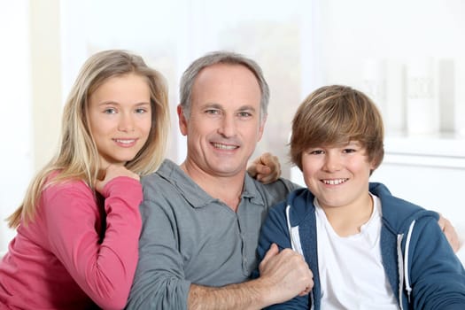 Portrait of smiling father and children