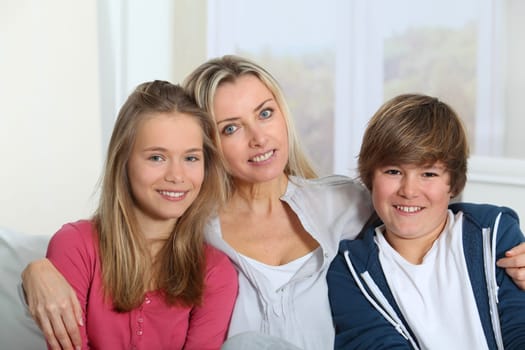 Portrait of mother and children