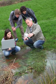Teenagers in environmental professional training