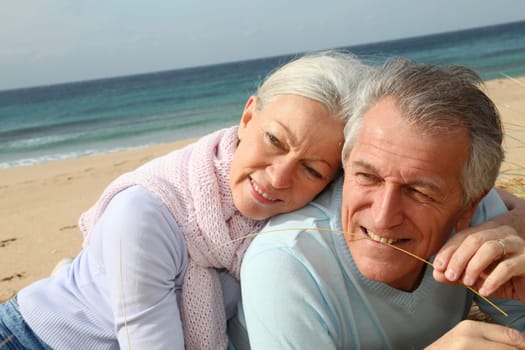 Happy senior couple at the beach