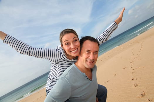 Happy couple at the beach