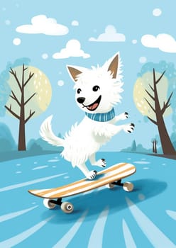 Dog nature outdoors happy samoyed active pedigree breed winter purebred white mammal cute pet puppy illustration domestic cartoon fun snow animal fur