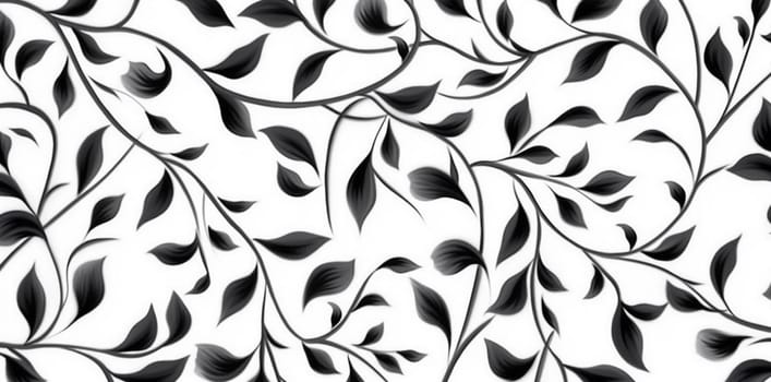 flower black illustration decoration decor wallpaper elegance curl seamless design curve pattern silk plant texture abstract floral retro leaf decorative. Generative AI.