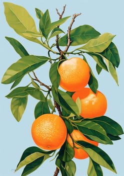 Leaves garden ripe mandarin tangerine grow vitamin fresh juicy orange agriculture tree food sweet tropical fruits organic green nature citrus healthy