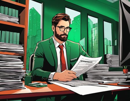A person working in an office. High quality illustration