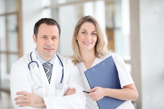 Portrait of medical people standing in hospital