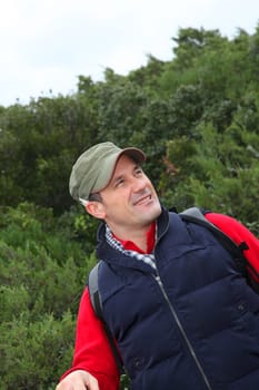 Man standing on a hiking trail
