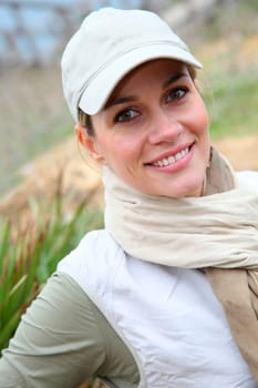 Portrait of smiling woman on hiking day