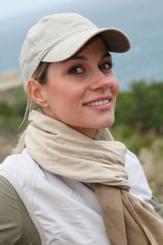 Portrait of smiling woman on hiking day